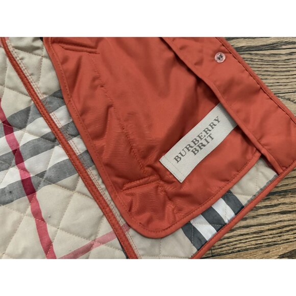 Women Burberry Brit Quilted Jacket Copford Orange Size Large - Picture 7 of 9